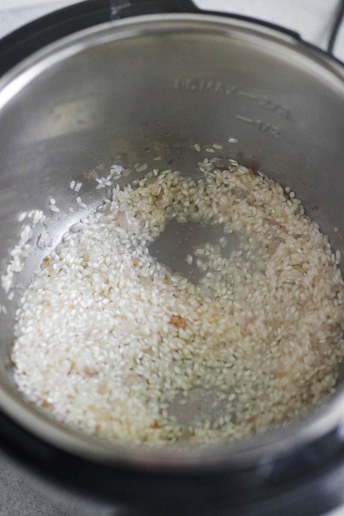 Photo of rice inside the instant pot