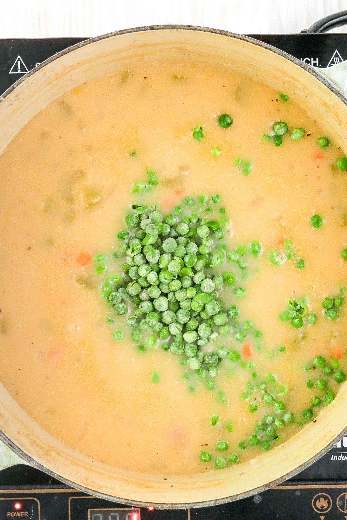 frozen peas added to pot pie soup