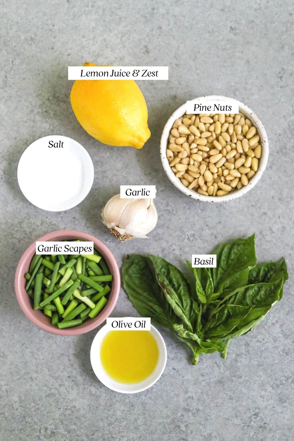 ingredients with labels.