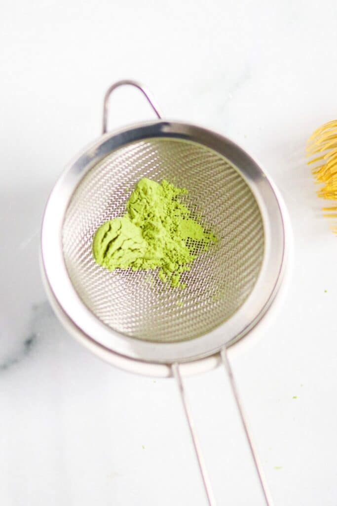 matcha in a sifter.