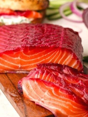 sliced cured salmon.