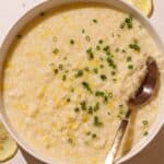 risotto in a bowl with a spoon.