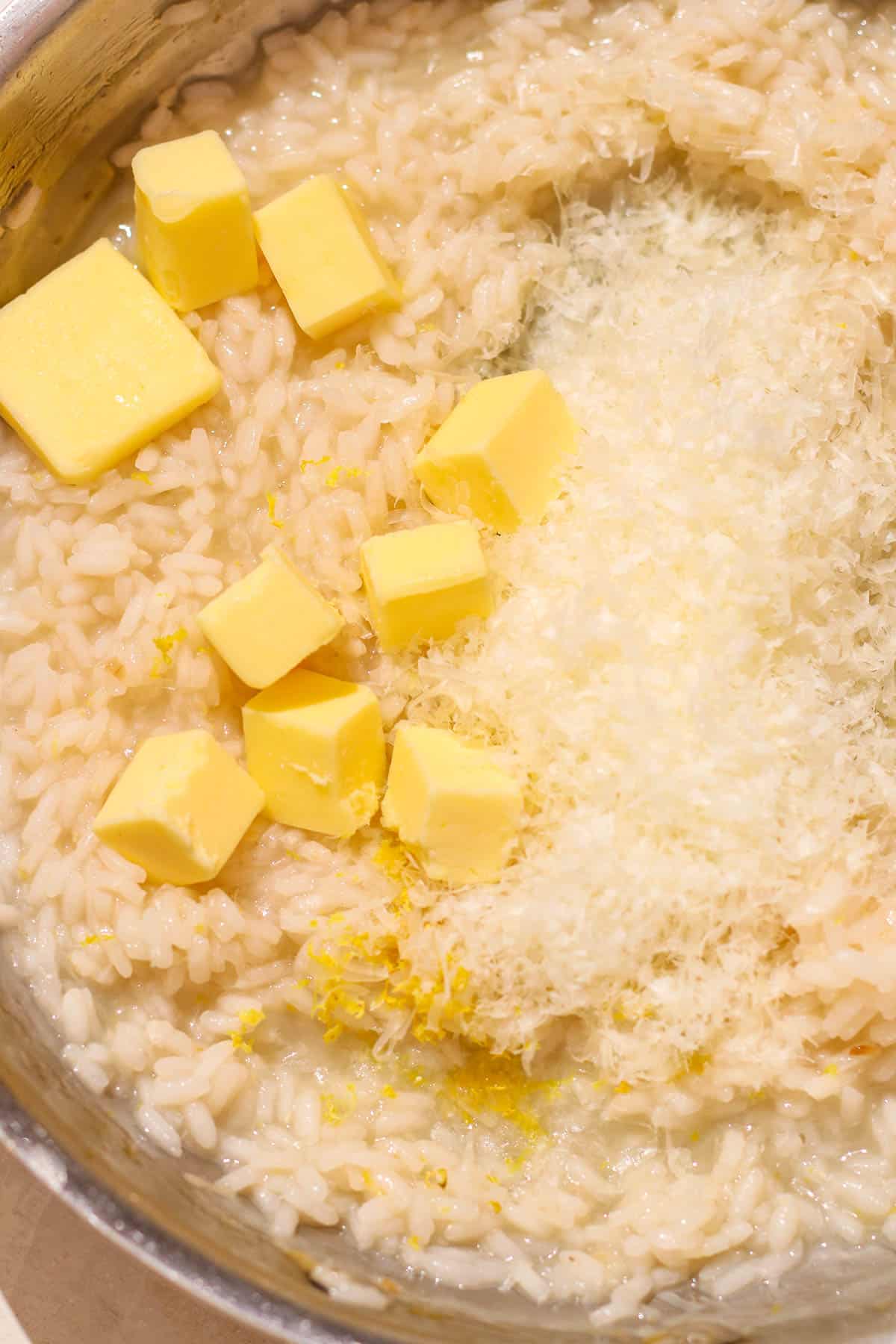 butter and cheese in rice.